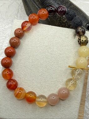 Moxie Malas NWT stunning inner flame gemstone bracelet carnelian jasper